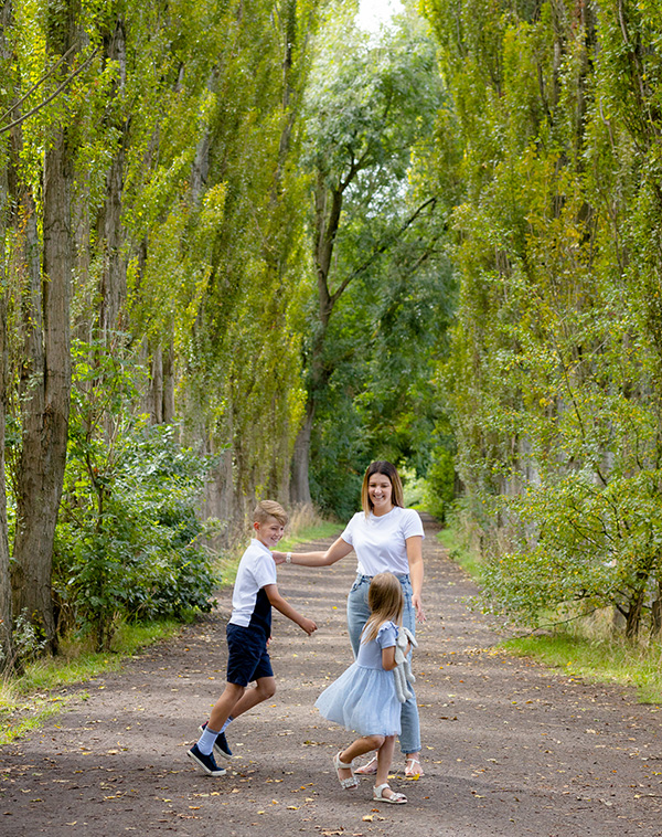 mum, son and daughter on a photoshoot in Didsbury