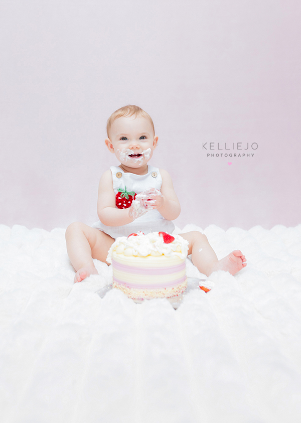 Berry first birthday cake smash photoshoot